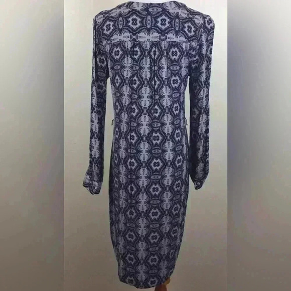 CHARLIE JADE Womens Small Multi Color Print Long Sleeve V Neck Button Dress - Picture 3 of 7